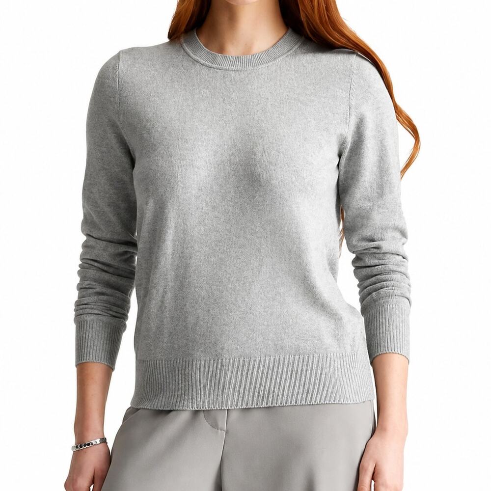 Quince Cashmere Blend Knit Top Gray Medium